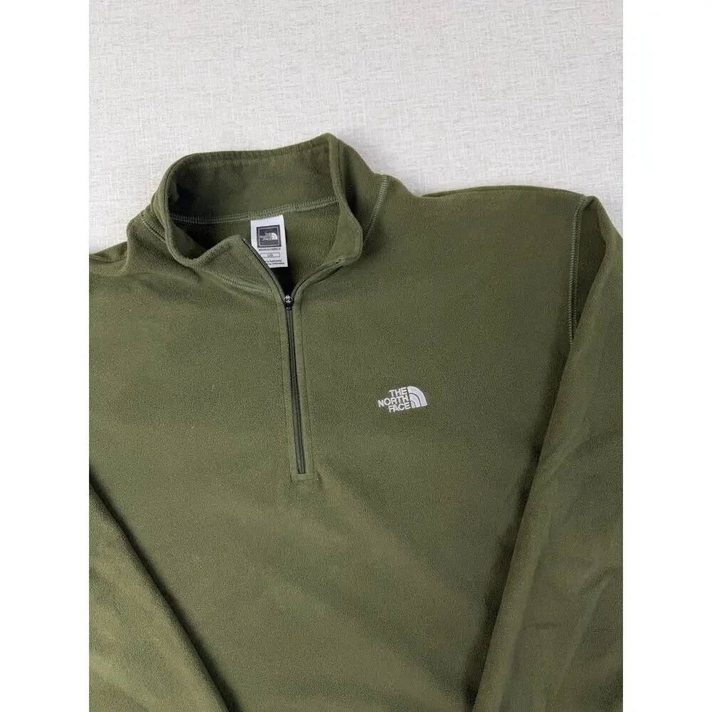 The North Face TKA 100 Mens Large Green Fleece 1/4 Zip Pullover Jacket